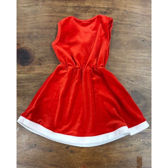 Santa Inspired Christmas Dress W/ White Trim & Pom-Pom Hood For Toddler 2 Piece - Picture 4 of 9